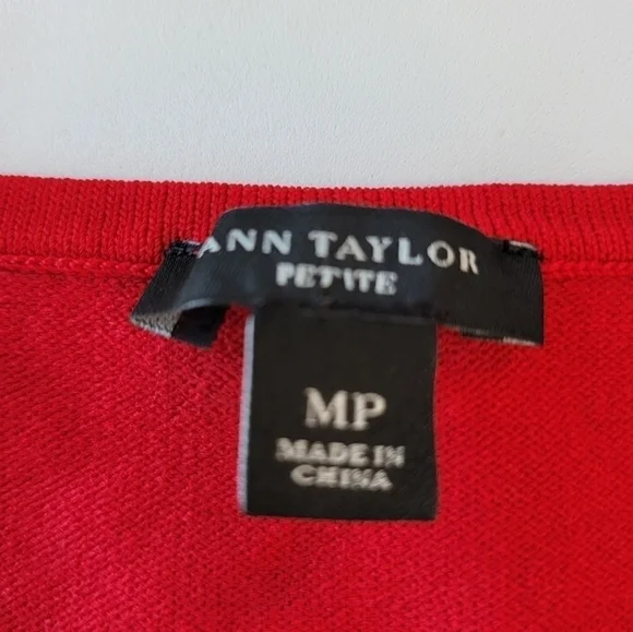 Ann Taylor Red 3/4 Sleeve Scoop Neck Skater Dress Size Medium Petite EUC - Picture 5 of 12